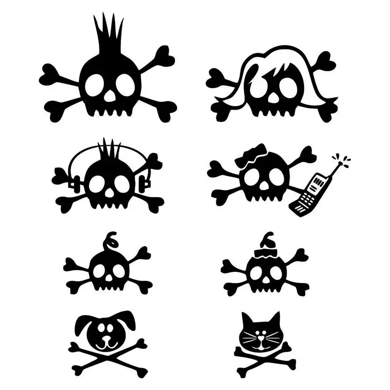 

Car Sticker Personality Brotherhood Skull Crossbar Rocker Car Decorative Sticker Waterproof Cover Scratch Black/White, 20cm*17cm