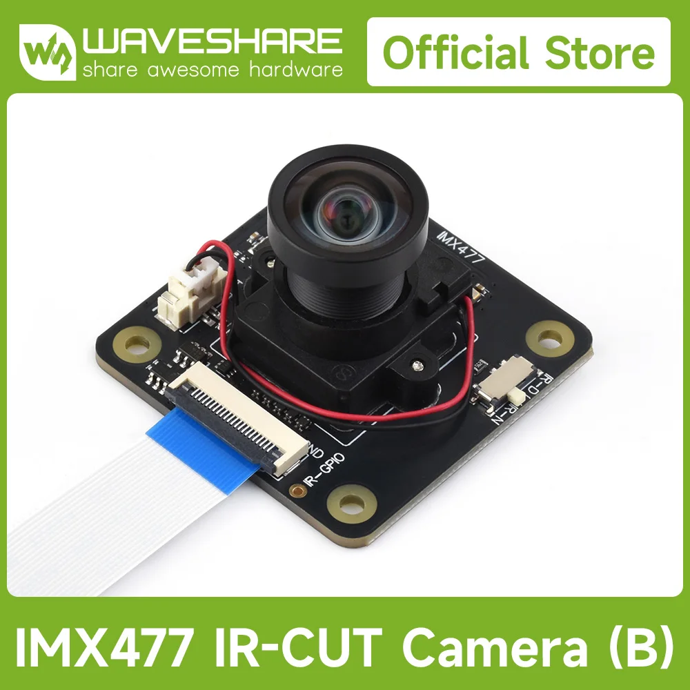 Waveshare IMX477 IR-CUT 12.3MP Camera (B), Applicable For Raspberry Pi / Jetson / RDK Series Boards