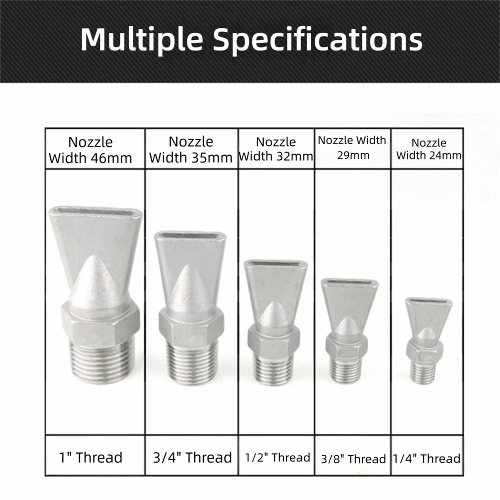 304 Stainless Steel Duckbill Air Knife Nozzle Corrosion Resistant High-Temp Resistant Air Knife Spray Nozzle Sandblasted