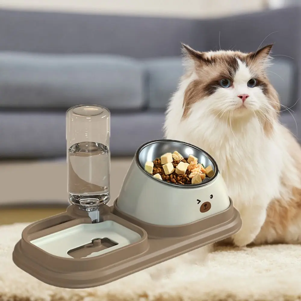 

Anti Choking 3-in-1 Cat Bowl Detachable Neck Protection Pet Food Water Dispenser Large Capacity with Slow Food Plate