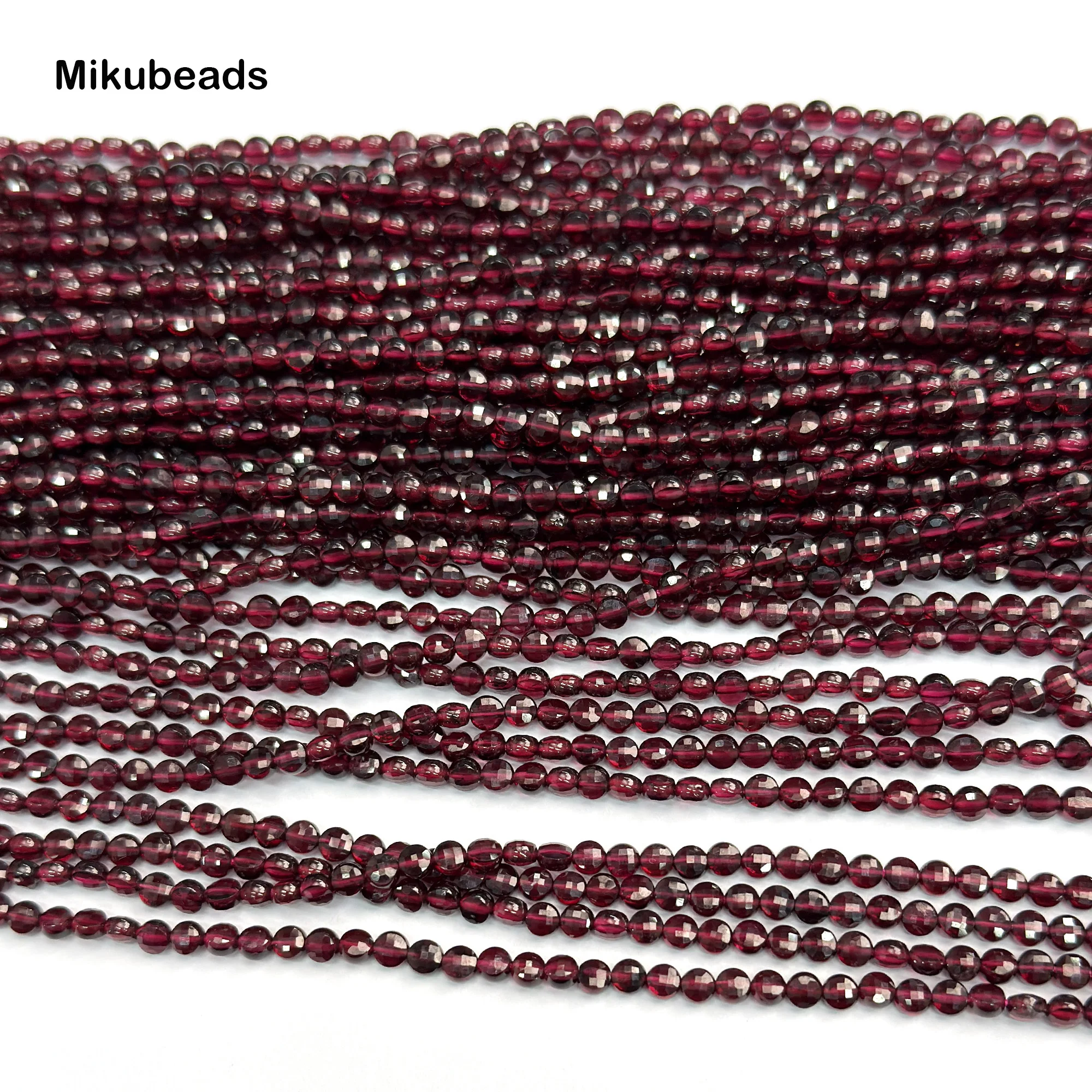 Natural AAA Brazil Red Garnet 2.8*4mm Faceted Coin Beads Shinny Stone For Jewelry Making DIY Bracelet Necklace Strand Woman