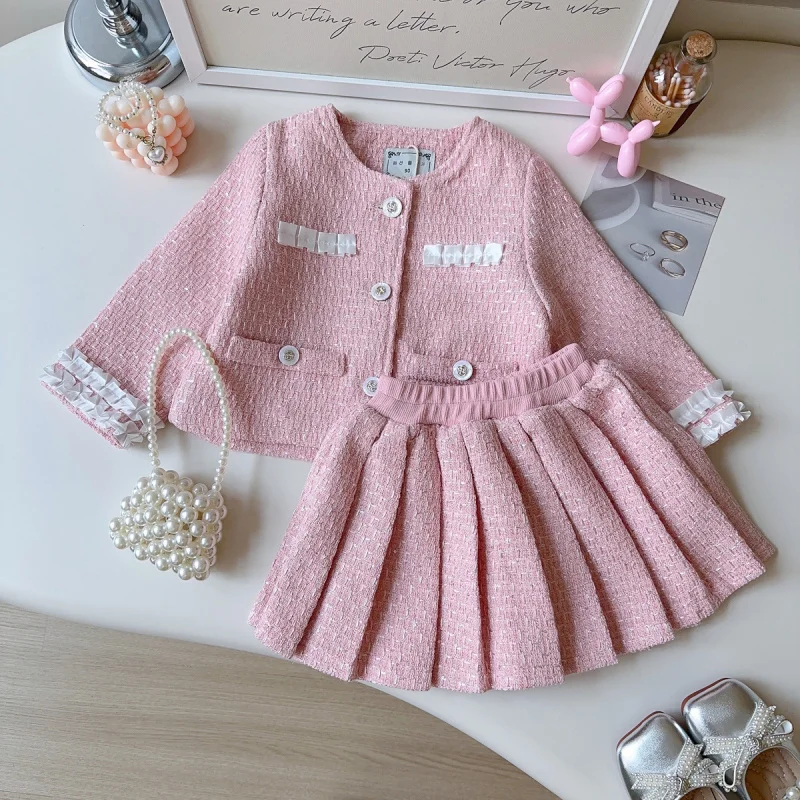 

New Product·Girls2025Set for Spring and Autumn New Style Baby Girl Fashionable Jacket and Skirt Two-Piece Set