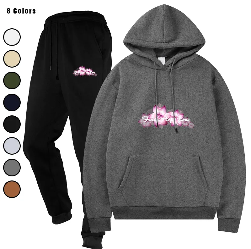 

Men's Autumn Winter Daily Sporty Printed Tracksuit Sweatpants Hoodies Casual Jogger Suits Comfort Warm Home Outdoor Outfits