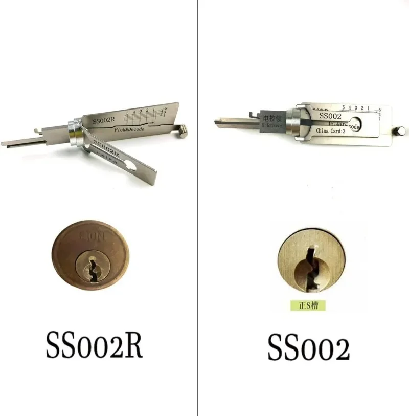 1PCS Lishi 2-IN-1 SS002 SS002R Decodificatore Chiave Anti-S Groove Pick & Decord per Serratura di Controllo Elettrico, Serratura Strumento Apri Fabbro