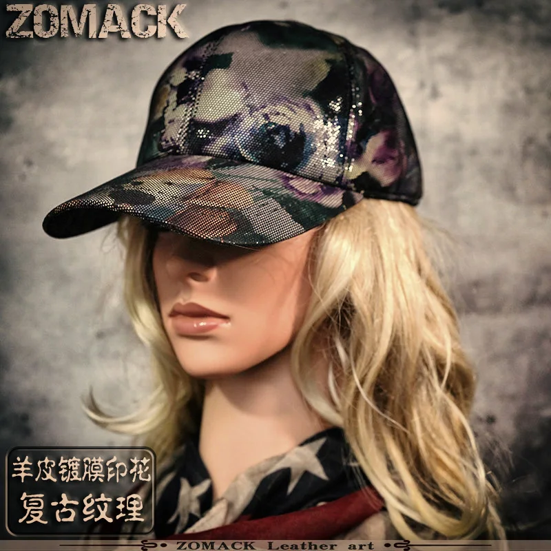 Handmade Korean Style Printed Cotton Leather Baseball Cap Men's Ins Women's Rose Tall Crown Fashion Flow Leopard Print