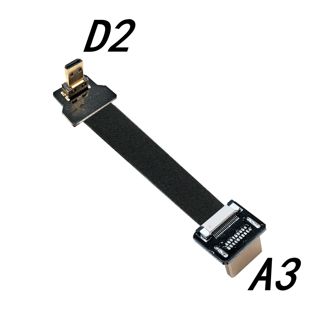 Micro HDMI-compatibe Up angle to HDMI Micro Type-D Up Down male Female HD Flat FPC Cable for GH4 GoPro BMPCC A5000 A6000 A7R A7S