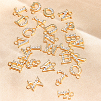 26pcs/1set inlaid rhinestone letter pendant 13*10mm metal material for jewelry making bracelet necklace pendant DIY handmade acc