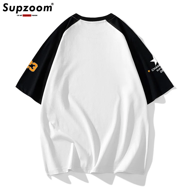 Supzoom New Arrival Summer Shoulder sleeve Printed Neutral Short O-neck Casual Hip Hop Heavy Texture Cotton Ins Loose Men Tshirt