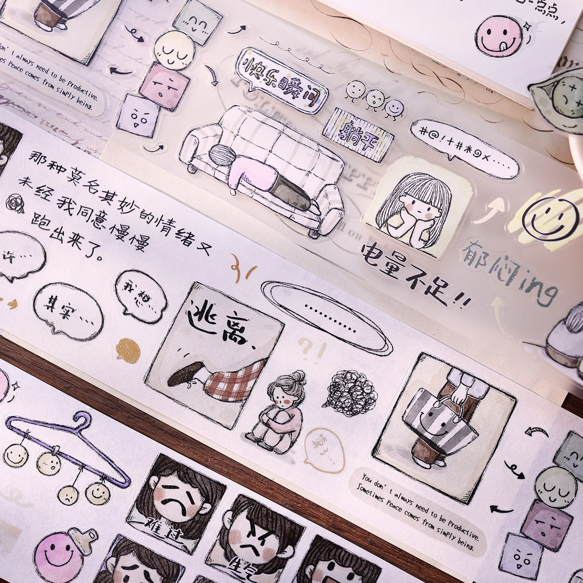 retro-salt-series-washi-tape-little-emotion-emoji-and-text-washi-paper-and-pet-die-cut-diy-journaling-scrapbooking