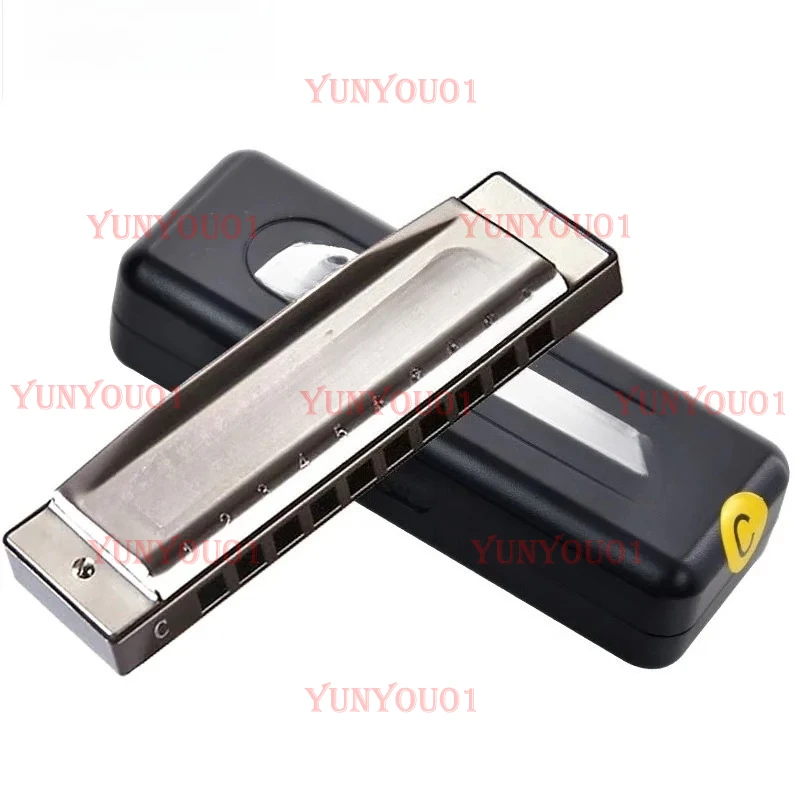 

10 Hole Harmonica International Silver Star Double Tone Harp, Blues Harmonica C-key Blues Jazz Band Instrument