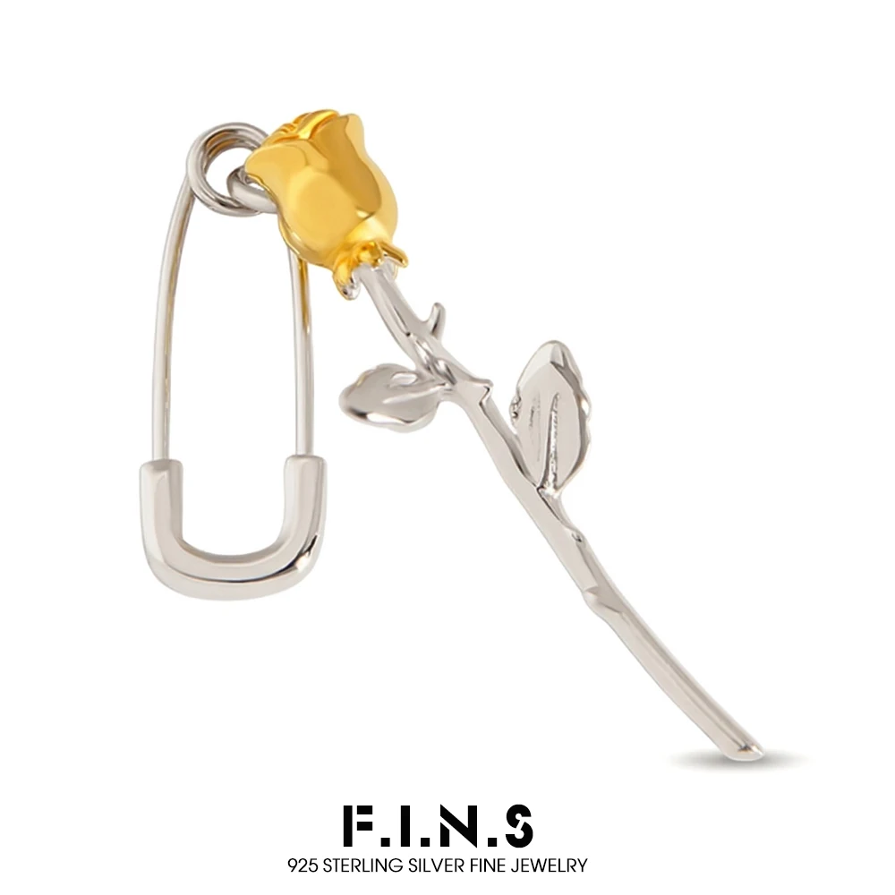 F.I.N.S French Style 925 Sterling Silver Earring Only One Piece Single Rose Pin Drop Earrings 925 Fine Jewelry Prevent Allergy