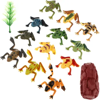 1 sada prémiových PVC miniaturních drobných žab, realistických figurek žab pro zahradní dekoraci, hračky, terénní úpravy, malé sošky obojživelníků 8 nejlepší prodej mini plastové žáby - №6