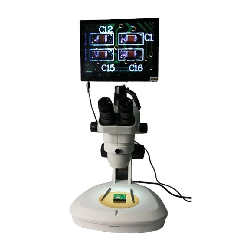 

Compensation Trinocular Stereo Microscope with 5mp camera Lcd screen for inspecting