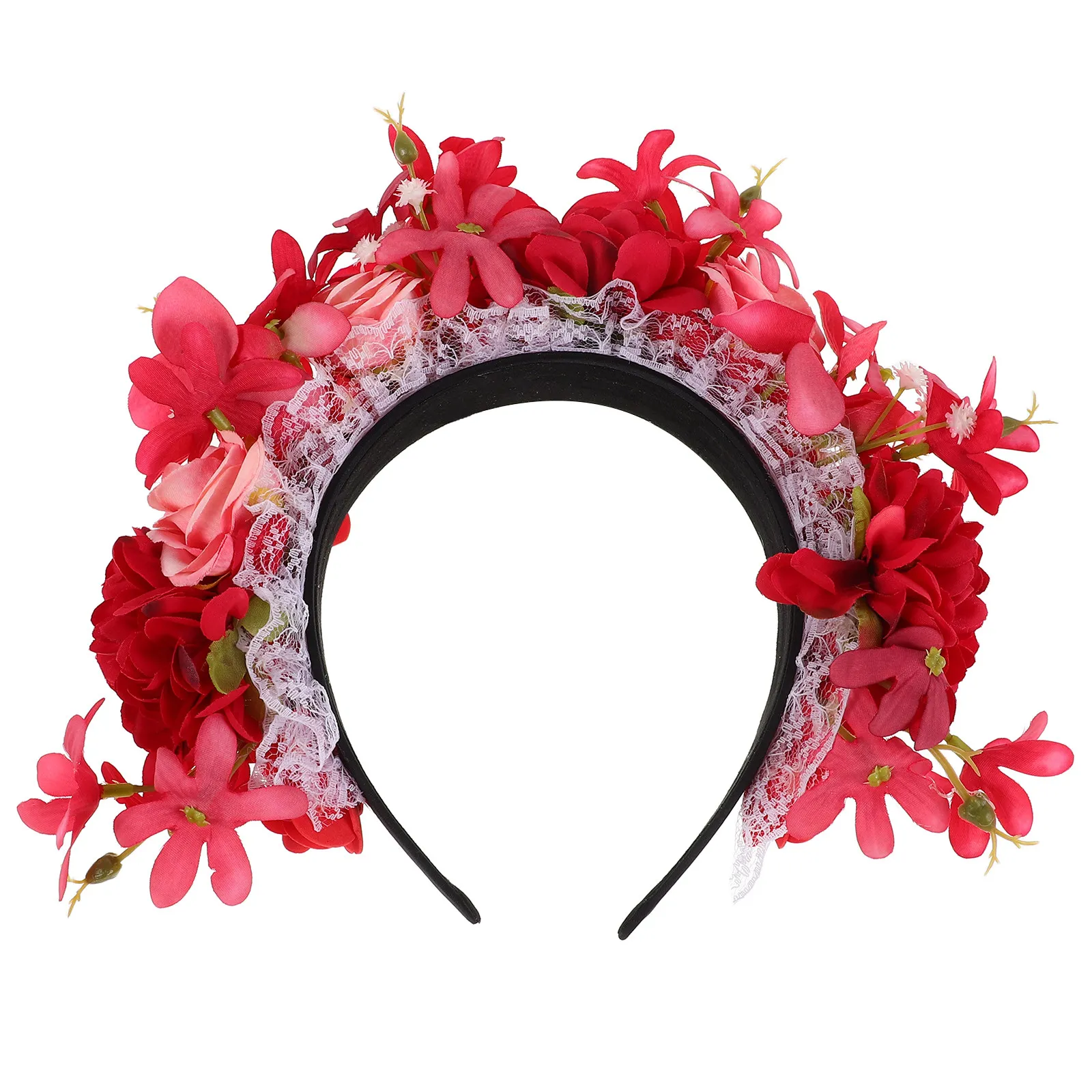 

Цветочная повязка на голову для женщин, красная цветочная корона, легкий и удобный аксессуар для праздничных вечеринок, головной убор в этническом стиле