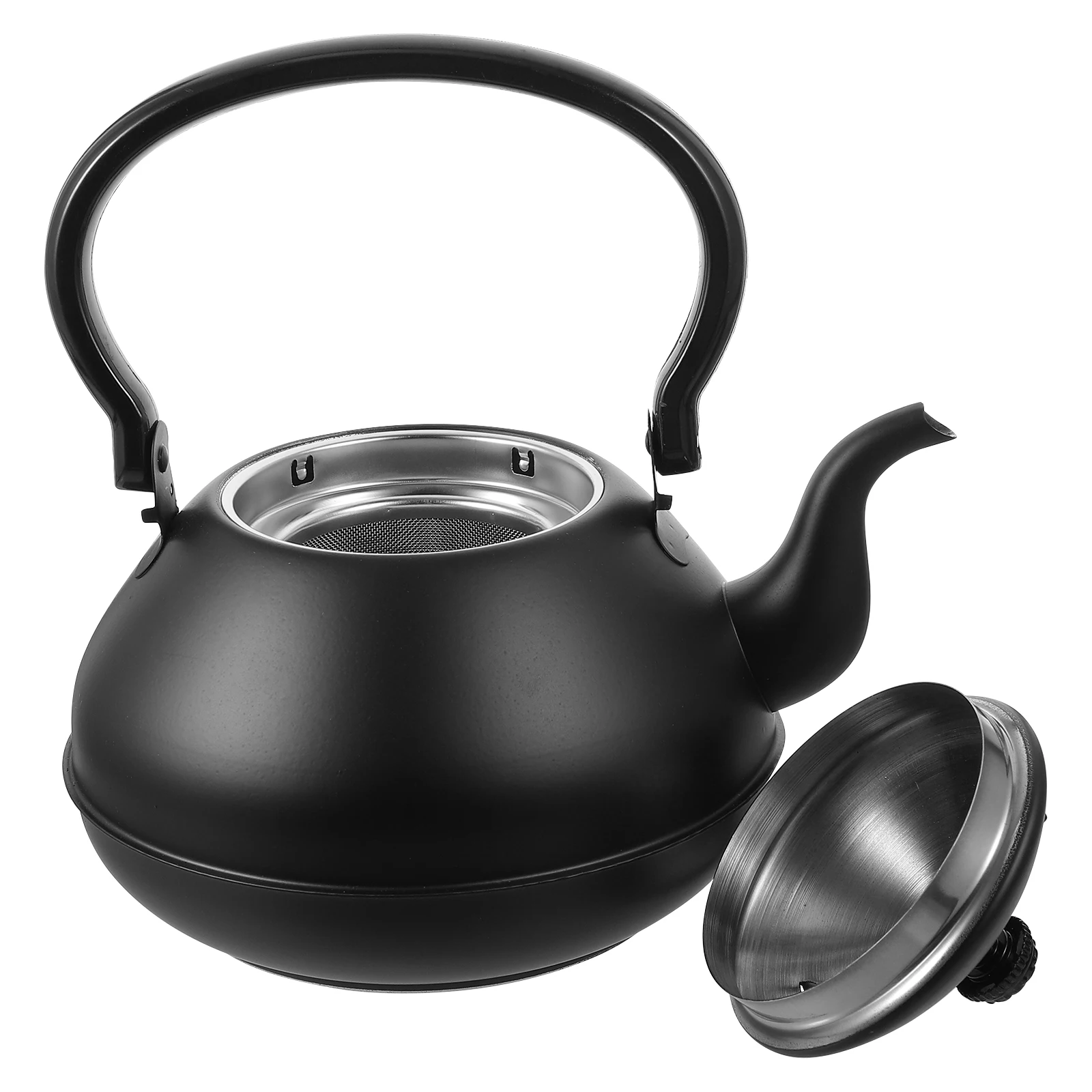 

Stainless Steel Kettle 2.0L Black Hot Water Tea Pot Vintage Design Ergonomic Handle Rust Resistant for Kitchen Home Camping Use