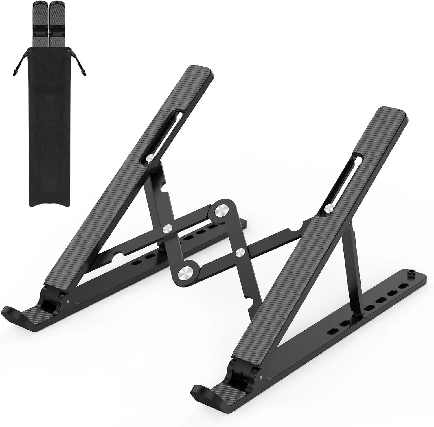 حامل كمبيوتر محمول قابل للتعديل، محمول، ABS + سيليكون، قابل للطي، تبريد مهواة، يناسب أجهزة الكمبيوتر المحمولة والأجهزة اللوحية مقاس 10-15.6 بوصة، رافعة مكتبية