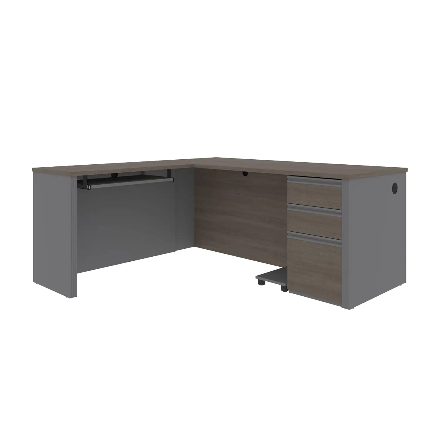 L-Shaped Office Desk with Pedestal Storage, 72W, Bark Grey & Slate, Customized