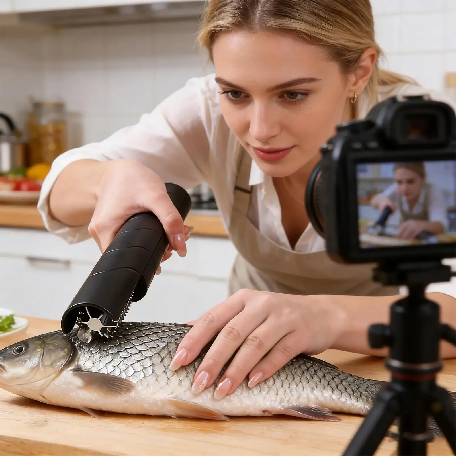 Handle Electric Scraper Fish Scaler Non-Slip Handheld Rechargeable Battery Multi-functional Roller Peeler For Kitchen Camping