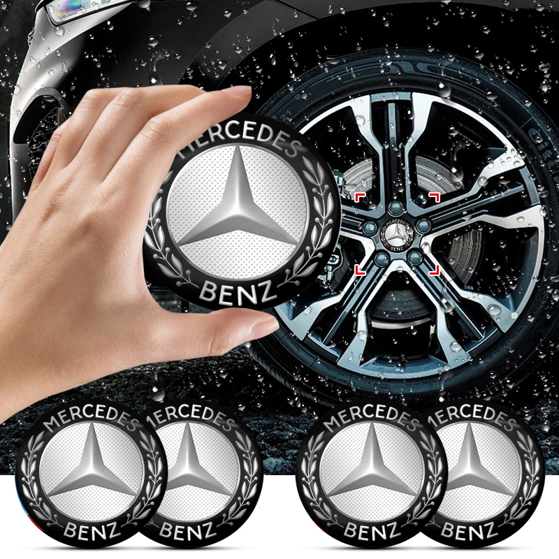 

Комплект из 4 наклеек-эмблем на центральные колпачки колес (56 мм) для Mercedes-Benz W204 W211 W210 W124 AMG W202 CLA W212