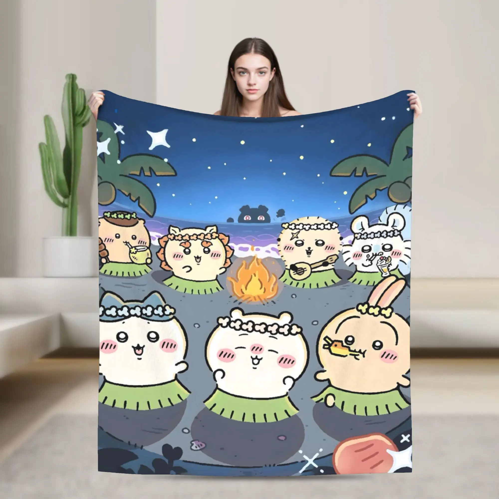 Cute Kawaii C-ChiikawaS Cartoon Movie Blanket Quality Super Warm  Throw Blanket Winter Camping Bedroom Aesthetic Bedspread