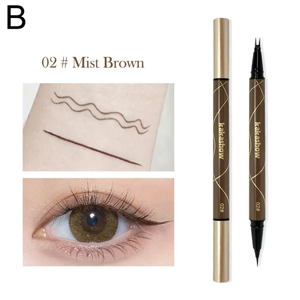 Penna liquida per Eyeliner a doppia punta biforcuta 2 In 1 Eyeliner Ultra-fine matita per ciglia inferiore a doppia testa impermeabile a lunga durata ad asciugatura rapida