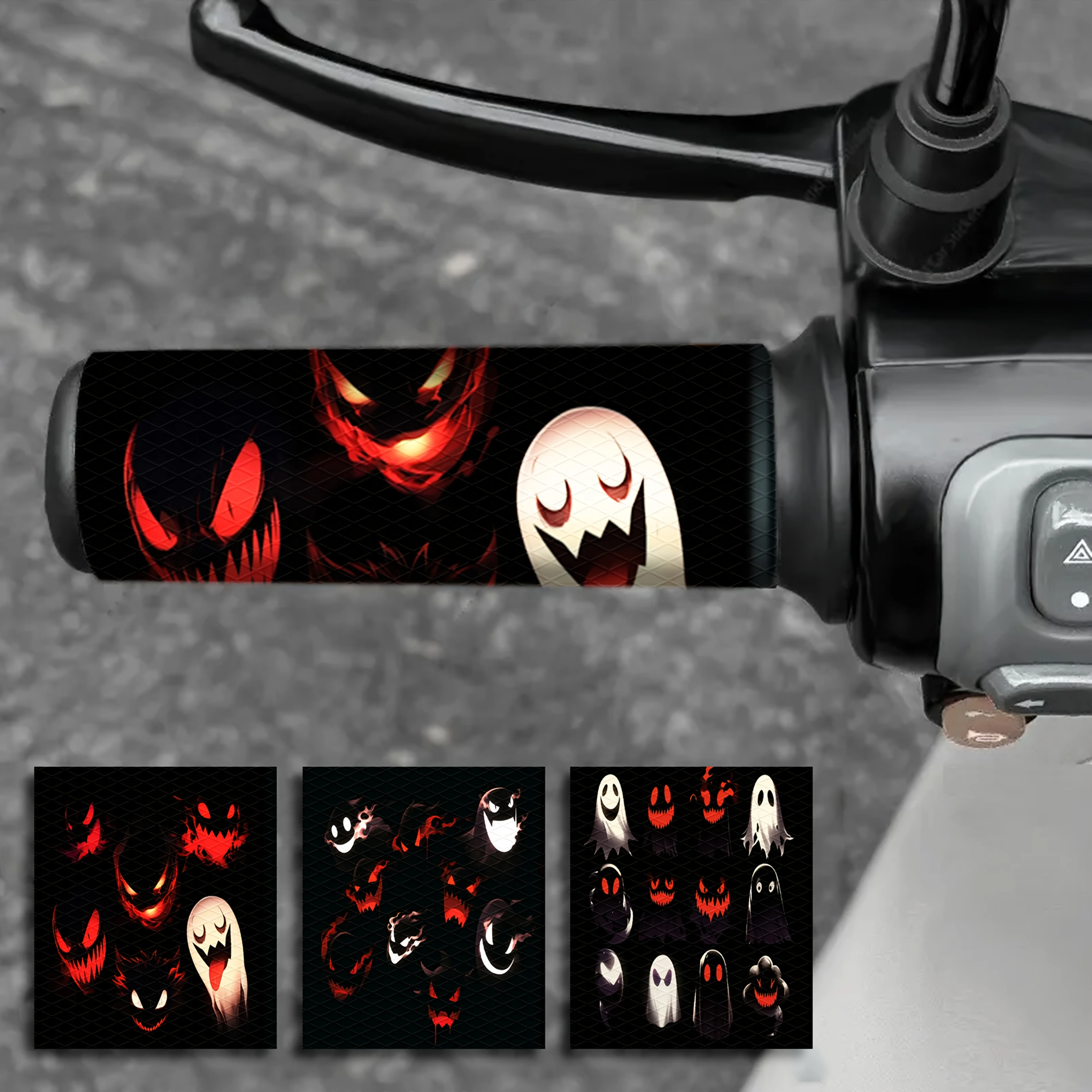 2Pcs/set Spooky Ghost Halloween Stickers Waterproof Vinyl Decals for Bicycle Motorcycle Handlebar DIY Cuttable Decor