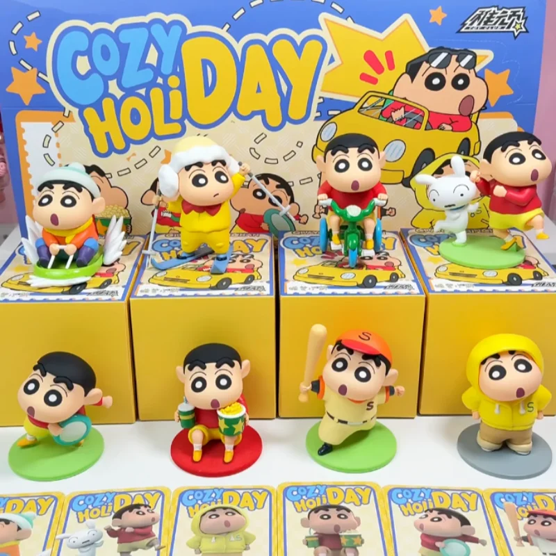 

Official Crayon Shin-Chan Cozy Holiday Series Blind Box Desktop Ornament Trendy Collectible Figurines Mysterious Surprise Box
