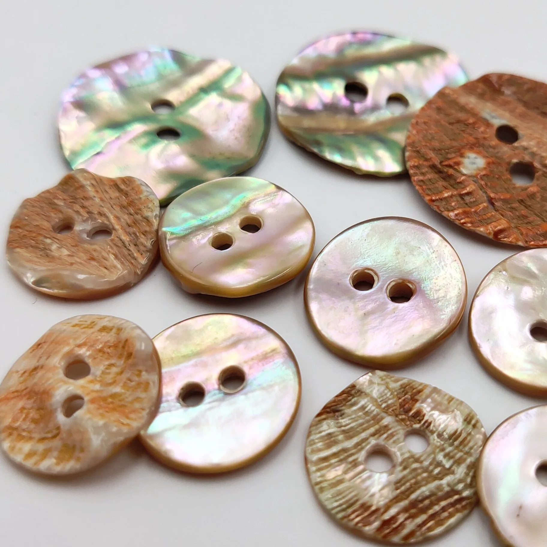 

10PC Natural Abalone Shell Mother of Pearl Dazzling Round 2-holes Flatback Buttons Sewing Supplies Crafts Shirt Scrapbook Decor