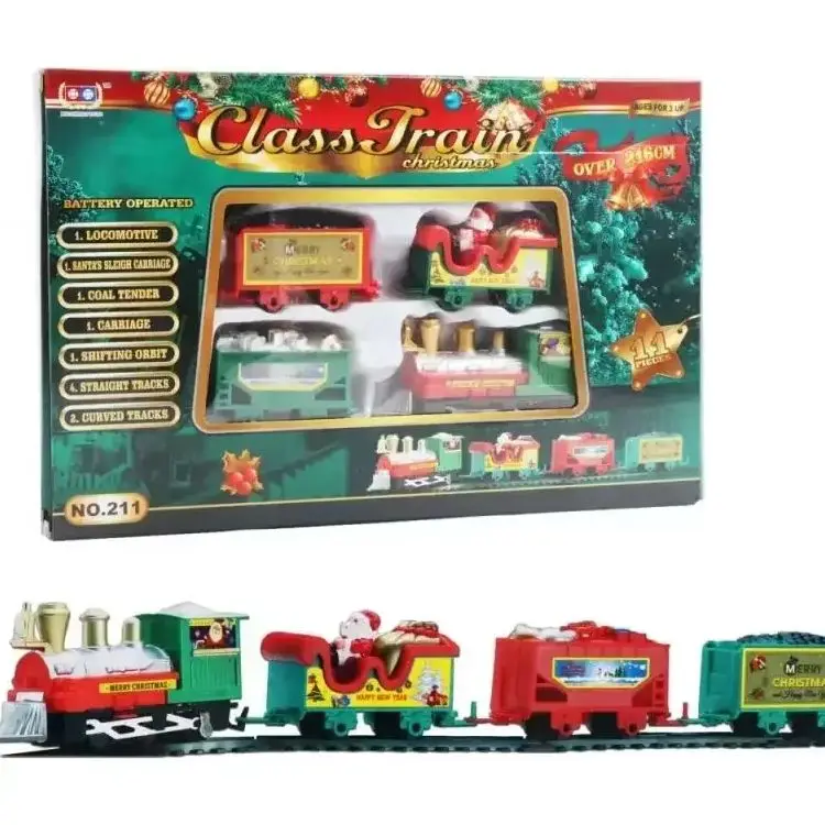 Weihnachts-Elektro-Zuggleis-Spielset mit Montageschienen, Urlaub, Kinderspielzeug, Geschenk, festliches batteriebetriebenes Lokomotiv-Set