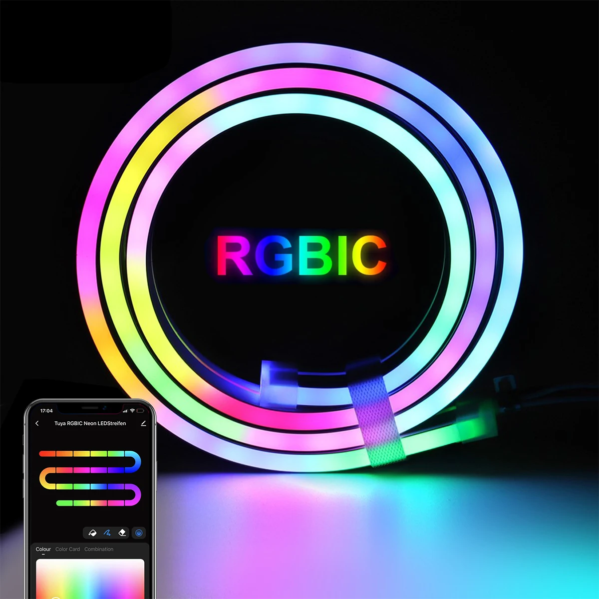 DC5V Bluetooth RGBIC Neon LED pasek z pilotem 1M 2M 3M neonowy pasek RGBIC do domu marzycielski kolor dynamiczne oświetlenie Deocor