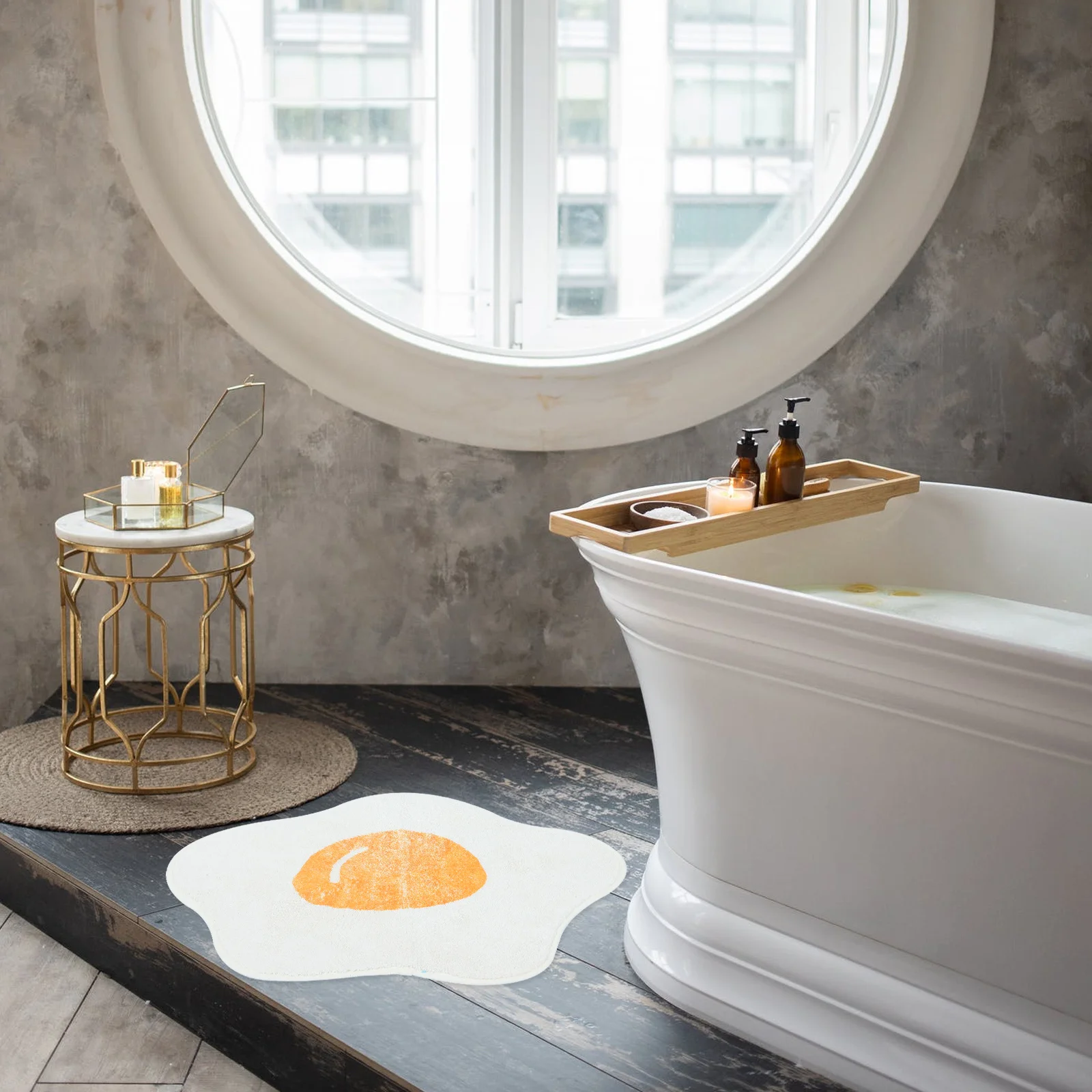 

Bathroom Poached Egg Floor Mat Non-Slip Water Absorbent Home Anti-Skid Cartoon Design Mat Non-Slip Absorbent Carpet