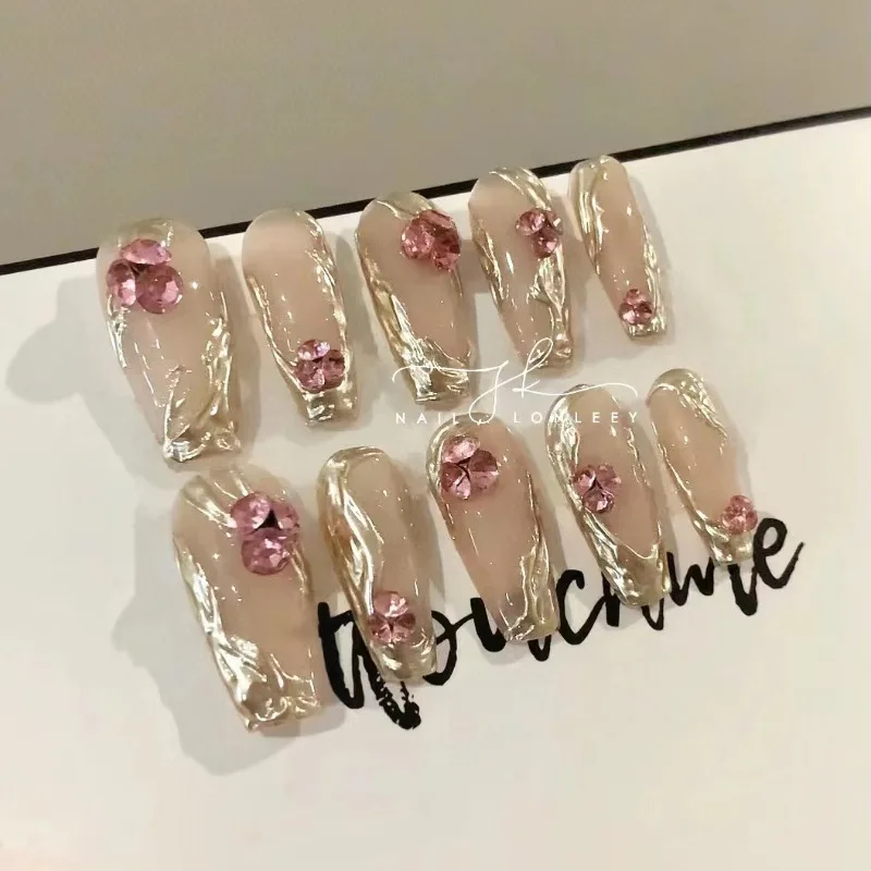 10 Stks/set Valse Nagels Volledige Dekking Nep Nageldrukken Op Nagels Diy Handgemaakte Patch Verwijderbaar