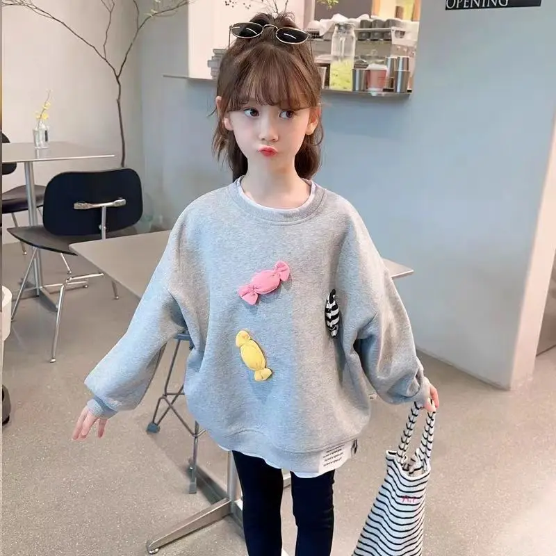 Korean Version Clothes Baby Girls Long Sleeve Kids New Early Autumn Sweatshirts Cute Printed Pullovers Children Casual Wear