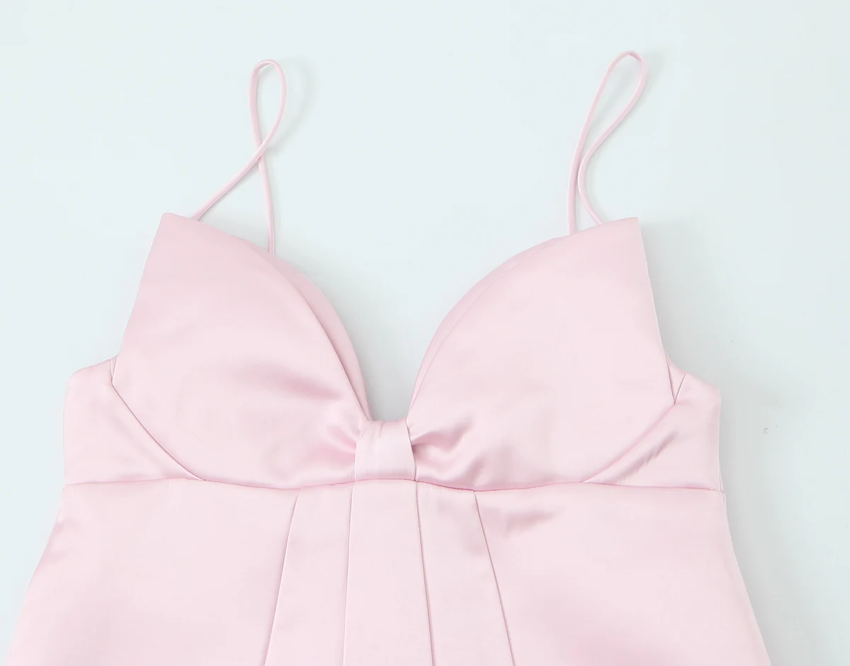 Nieuwe modieuze mini-jurk voor dames met sexy effen kleur mouwloze zoete feestjurk