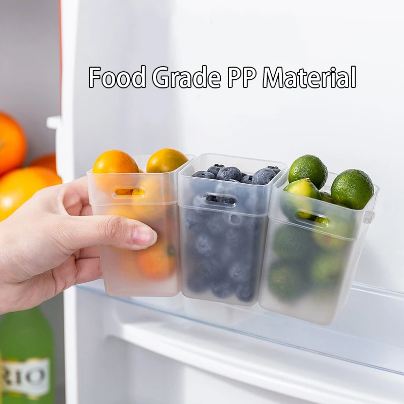 2pcs Refrigerator Storage Organizer Box, Fridge Side Door Storage Containers, Fresh Food Storage Holder, Food Storage Supplies