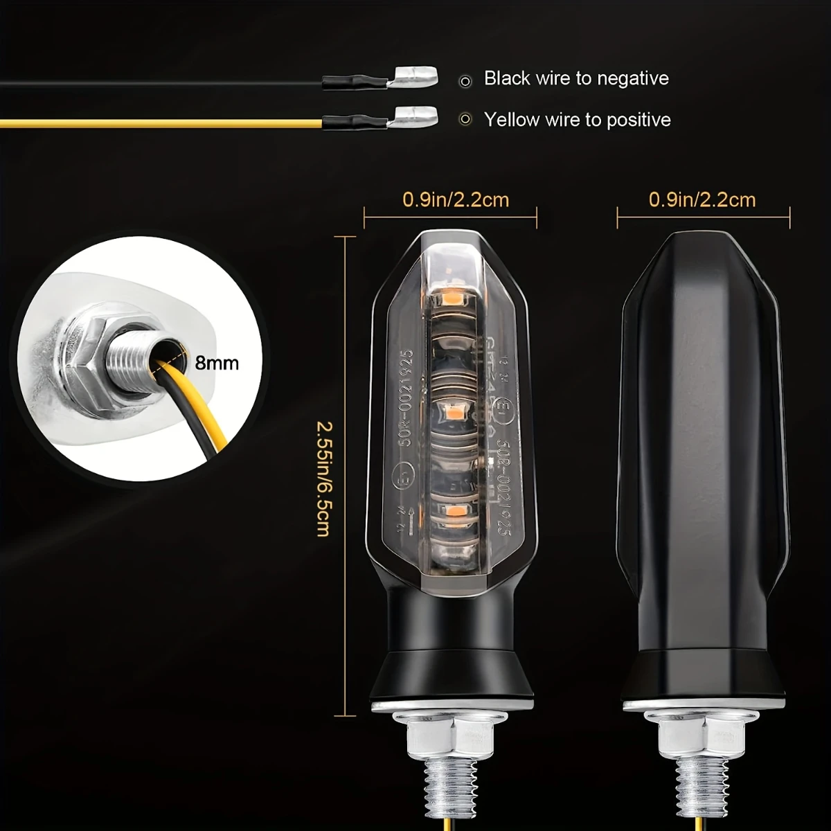 Amber Flashing Light Mini Motorcycle LED Turn Signal Lights Blinker 12V Indicator Lamp Accessories 8mm Turn Signal Lamp