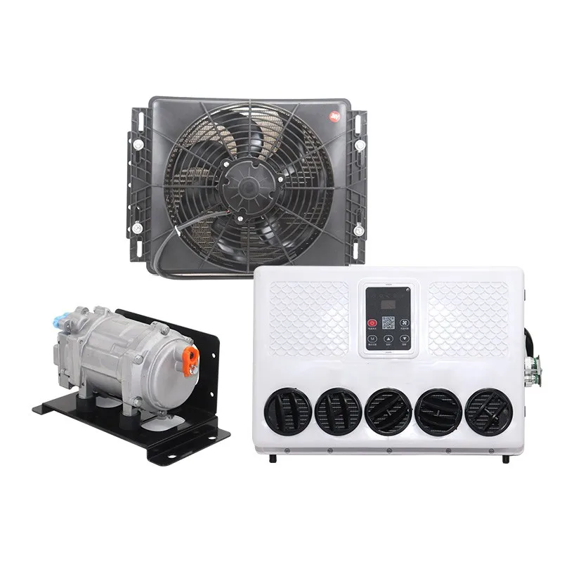 Parking electric air conditioning 12V24V modified truck excavator vehicle compressor integrated refrigerator with pipeline