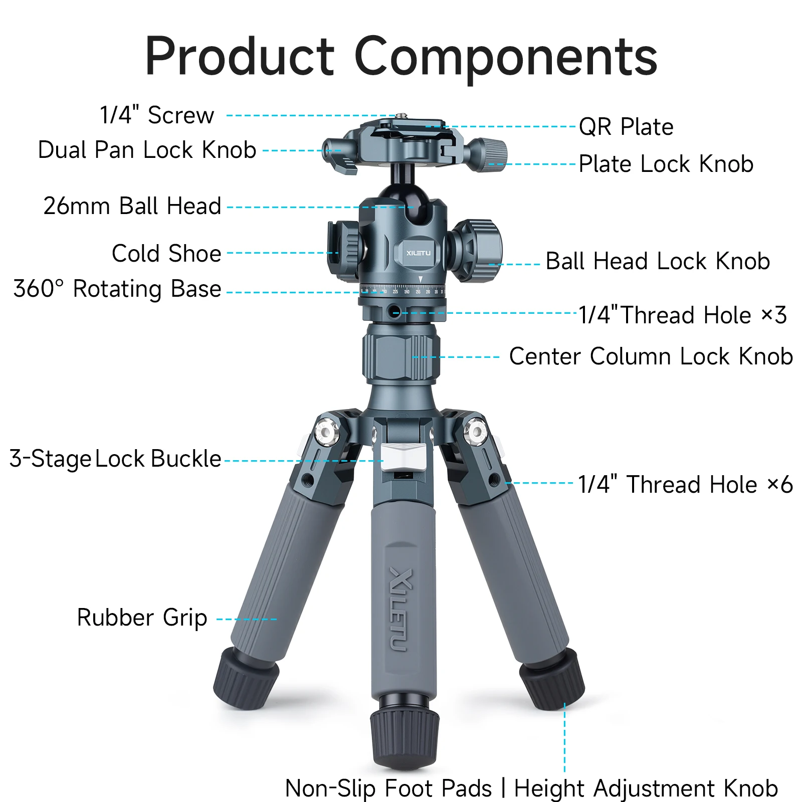 XILETU Mini Tripod 1/4