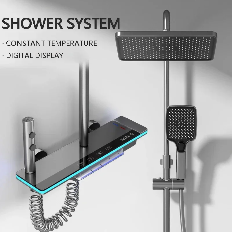 Sistema de ducha de baño inteligente de temperatura constante de lujo, juego de cabezal de ducha de lluvia de baño, Sistema de ducha de baño inteligente