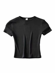 Fashion Casual 2022 Summer Woman Slim dopasowany t-shirt dopasowane z bawełny krótki rękaw O-neck tee krótkie bluzki