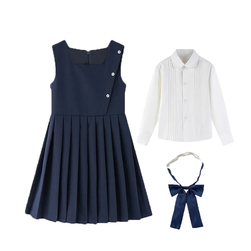 2025 Girls Preppy Style 3Piece/Set Pleated Skirt Shirt Bowtie Photograph Dress Kids Ceremony Set Children Performance Drama Wear