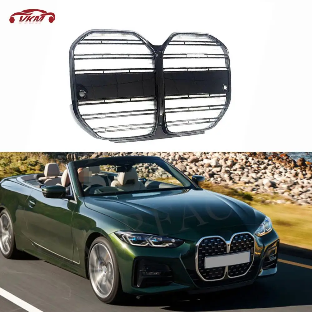 Car Front Bumper Mesh Grille Cover for BMW 4 Series G22 Coupe/ G26 Sedan 425i 430i M Sport 2021 + ABS Gloss Black Accessories