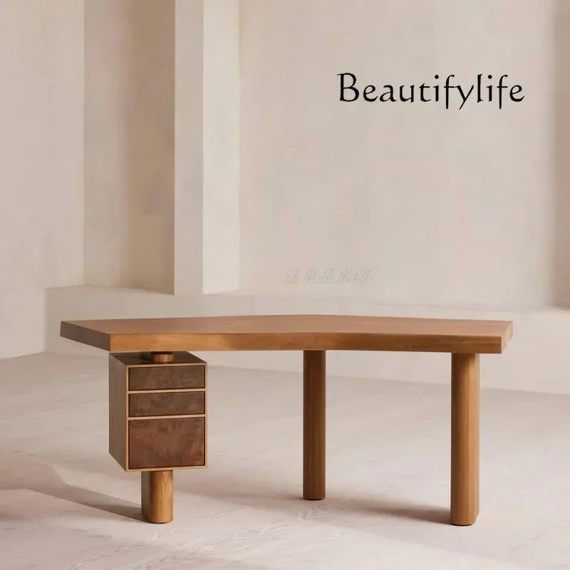 M Senior Designer Special-shaped Desk Italian Minimalist Ash Wood Solid Wood Desk Creative Art Table