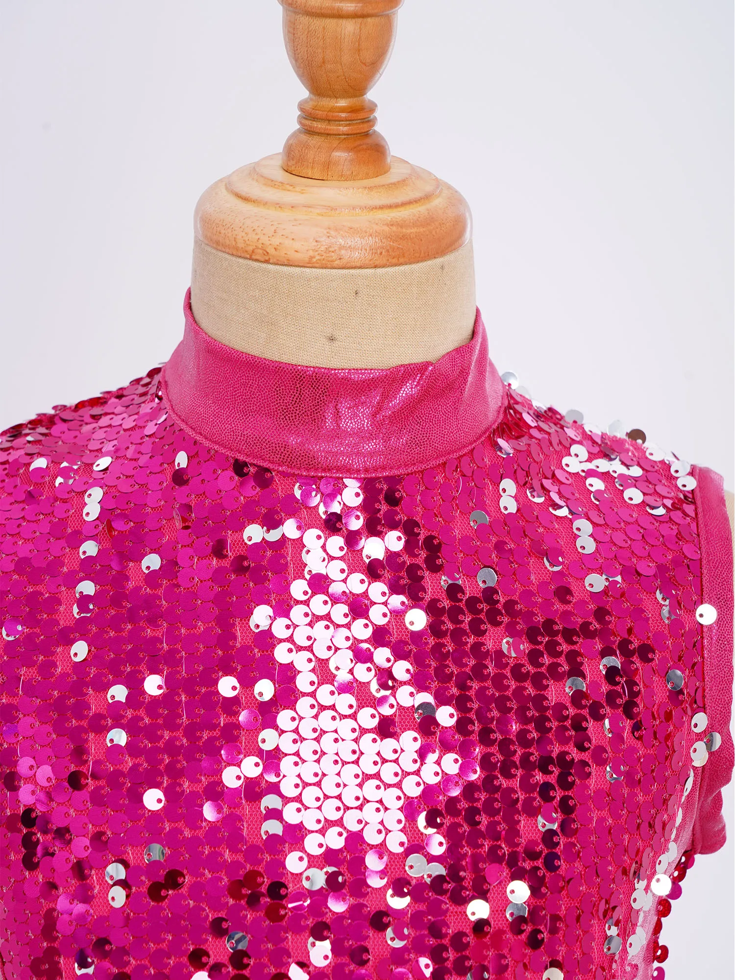 6-16Y الفتيات العبادة الثناء الليتورجي جوقة أداء زي أكمام الترتر صد تونك فستان رقص غنائي مع السراويل #4