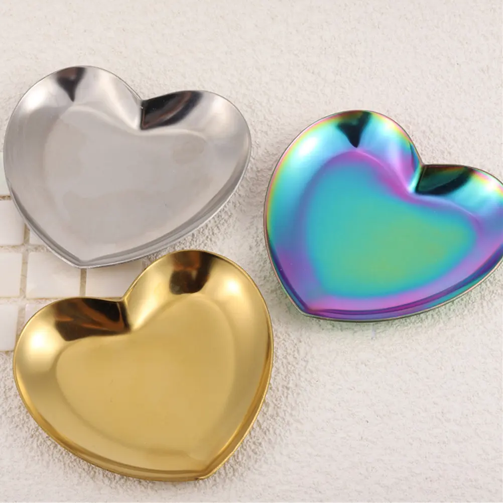 

3Pcs Nail Art Pallet Heart Shape Metal Nail Display Plate Makeup Mixing Tray Gel Polish Metal Pallet Makeup Mixing Plates