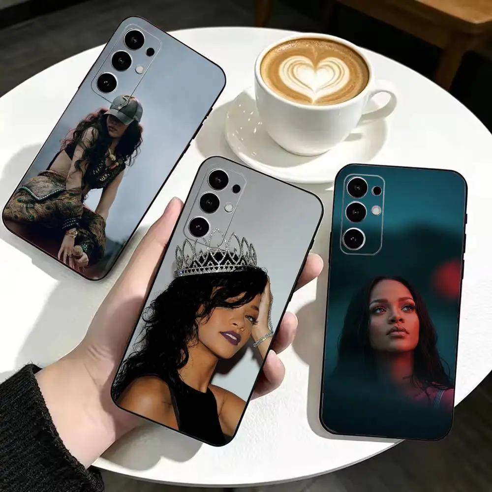 Popular Singer R-Rihanna Anti  Soft Silicone Case for Samsung S26, S24, S21, S22, S23, S30, Ultra, Plus, FE, Lite-Black