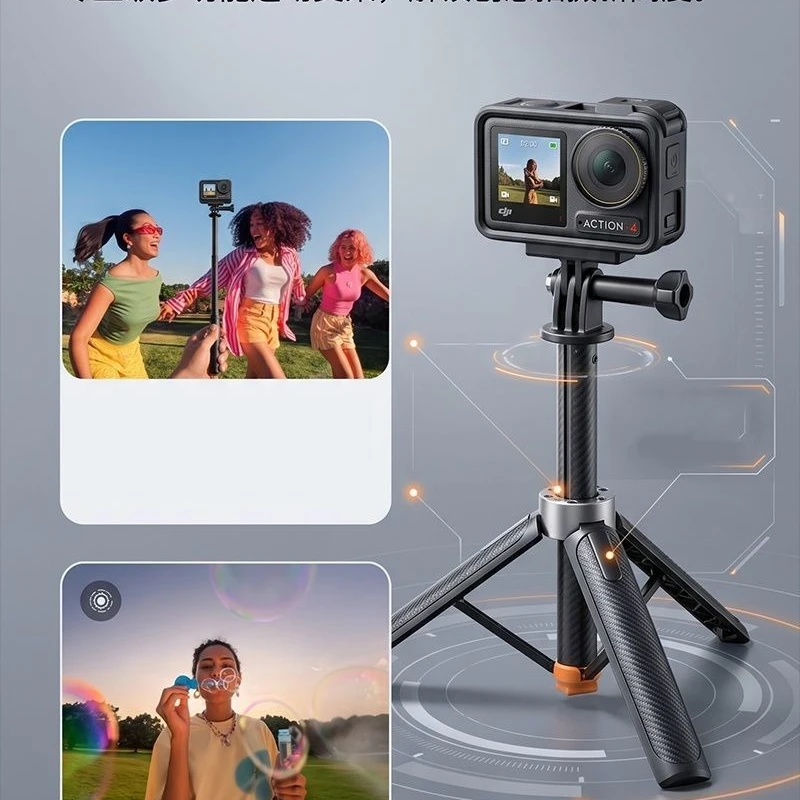 Mini Portable Tripod Selfie Stick Extension Pole for Action Camera Photography and Vlogging