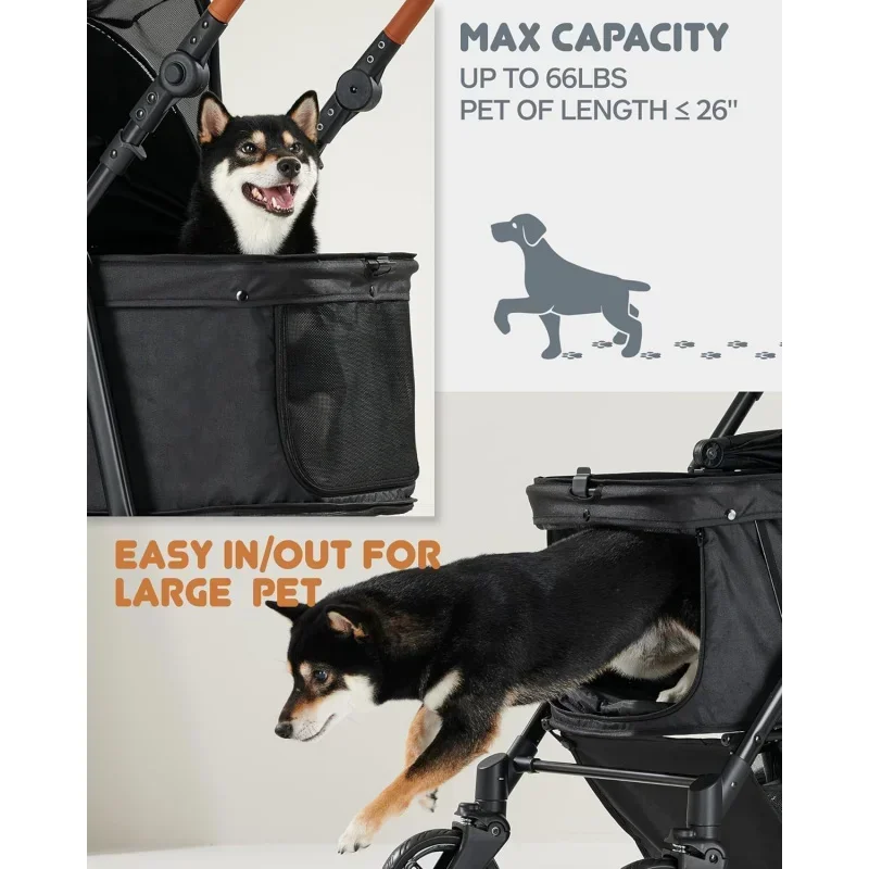 Medium Dog Stroller for Large DogsLarge Dog Stroller Up to 66lbs, Waterproof All Terrain Dog Stroller for Multiple Pets