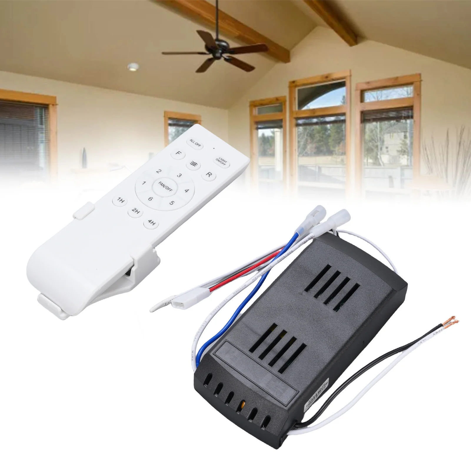 

Ceiling Fan Receiver Remote Control Ceiling Fan Remote Control Kit Long Distance 6 Speeds Drop Proof for Replacement