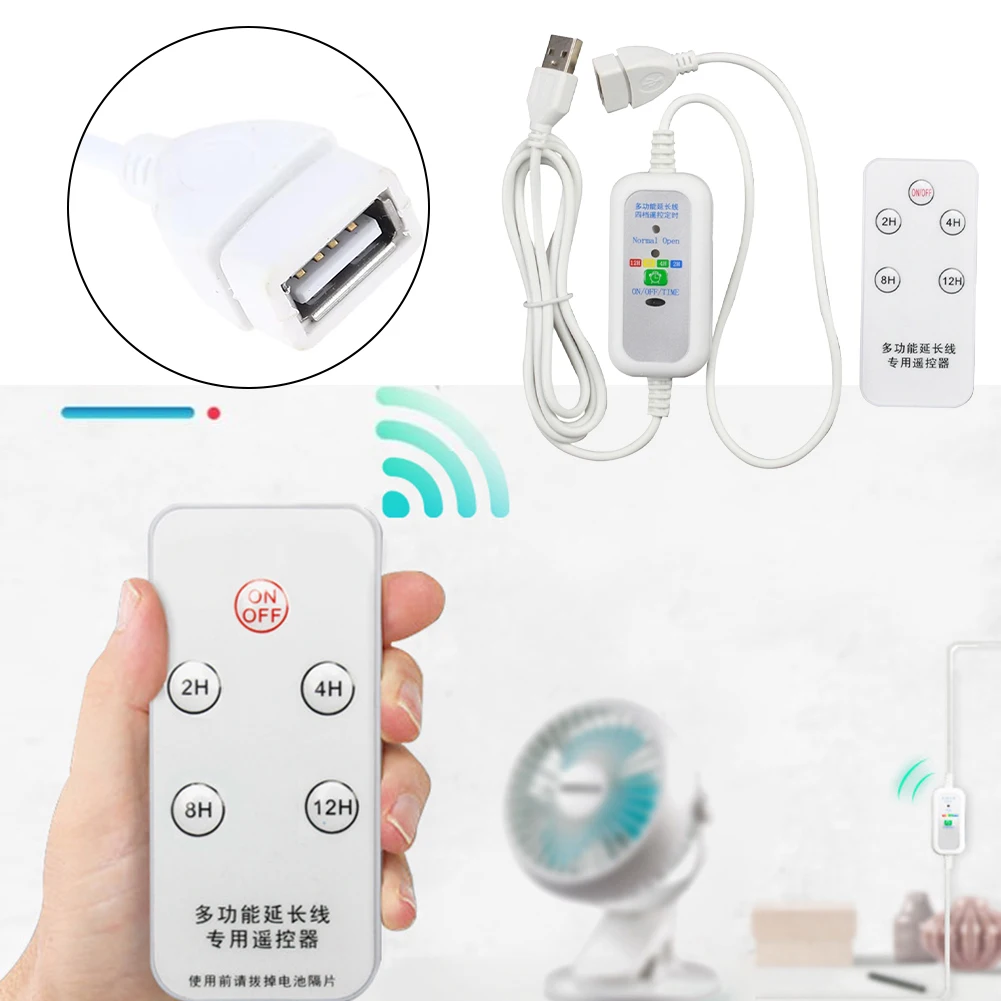 Timing Cable with For USB Remote Control for Fans and LED Lights Featuring Adjustable Speed and Extended 150cm Length